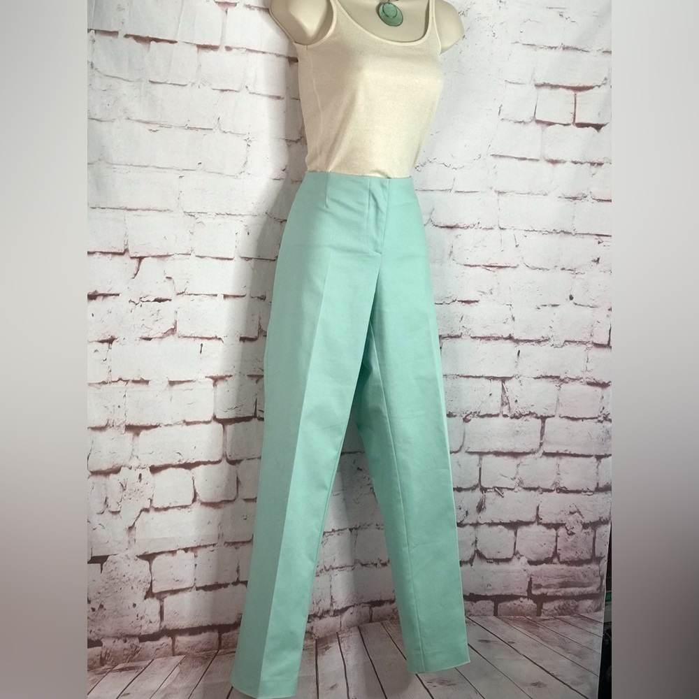 BELLA COLORI Aquamarine Teal Pastel High Waist Tailored Slacks Pants Size 8 - Picture 2 of 16